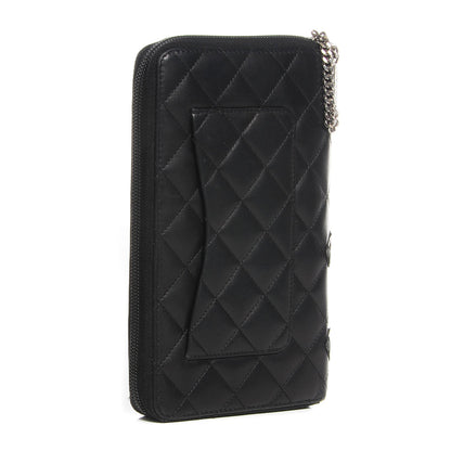 Chanel Calfskin Quilted Cambon Zip Around Organizer Wallet Black 3 of 8