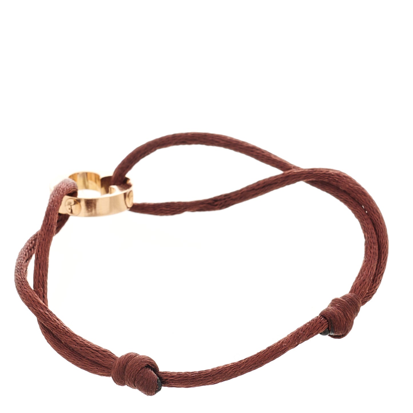 18K Pink Gold Empreinte Adjustable Cord Bracelet Brown