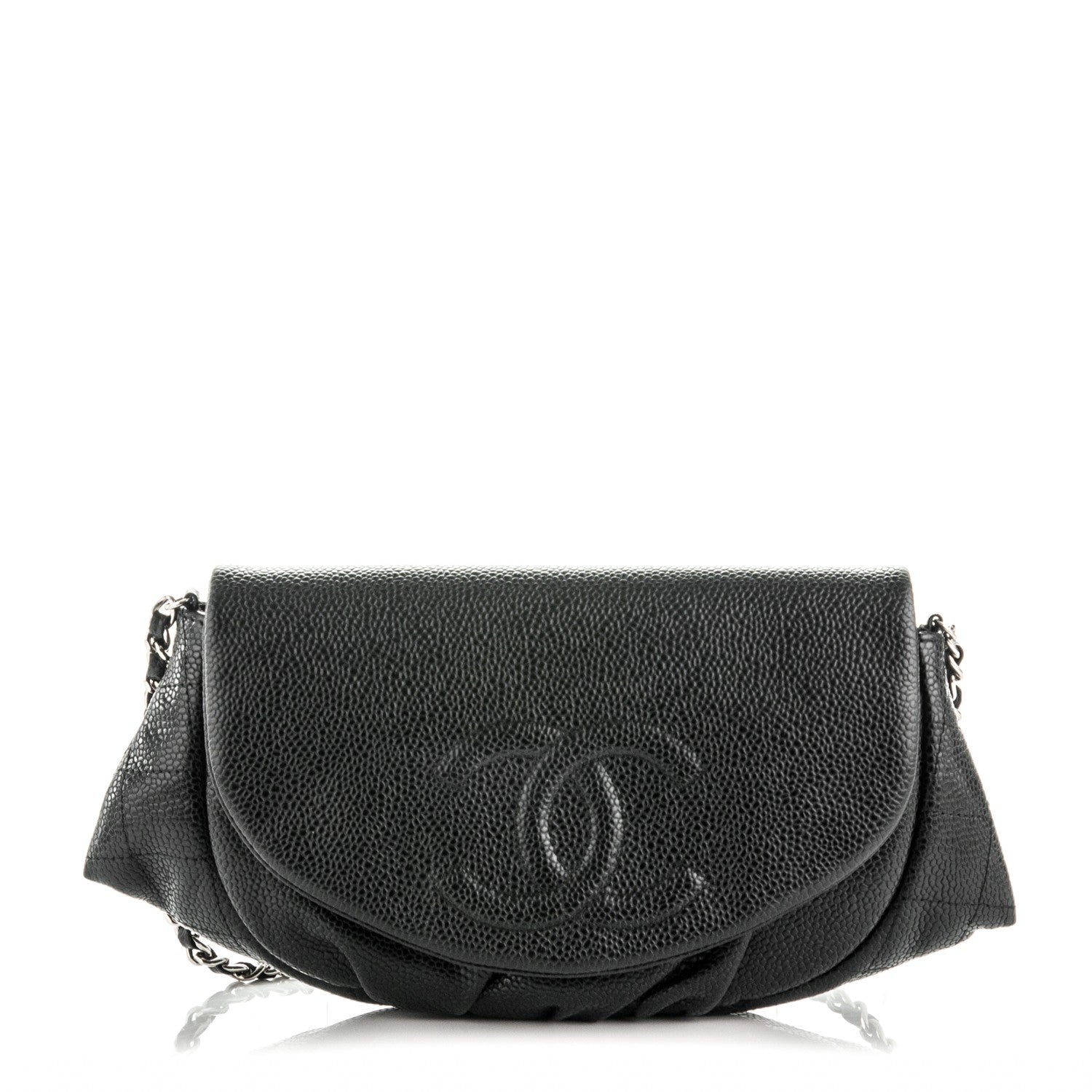 Chanel Caviar Half Moon Wallet On Chain WOC Black 1 of 8