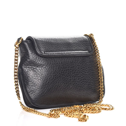 Gucci Pebbled Calfskin Small 1973 Chain Shoulder Bag Black 3 of 11