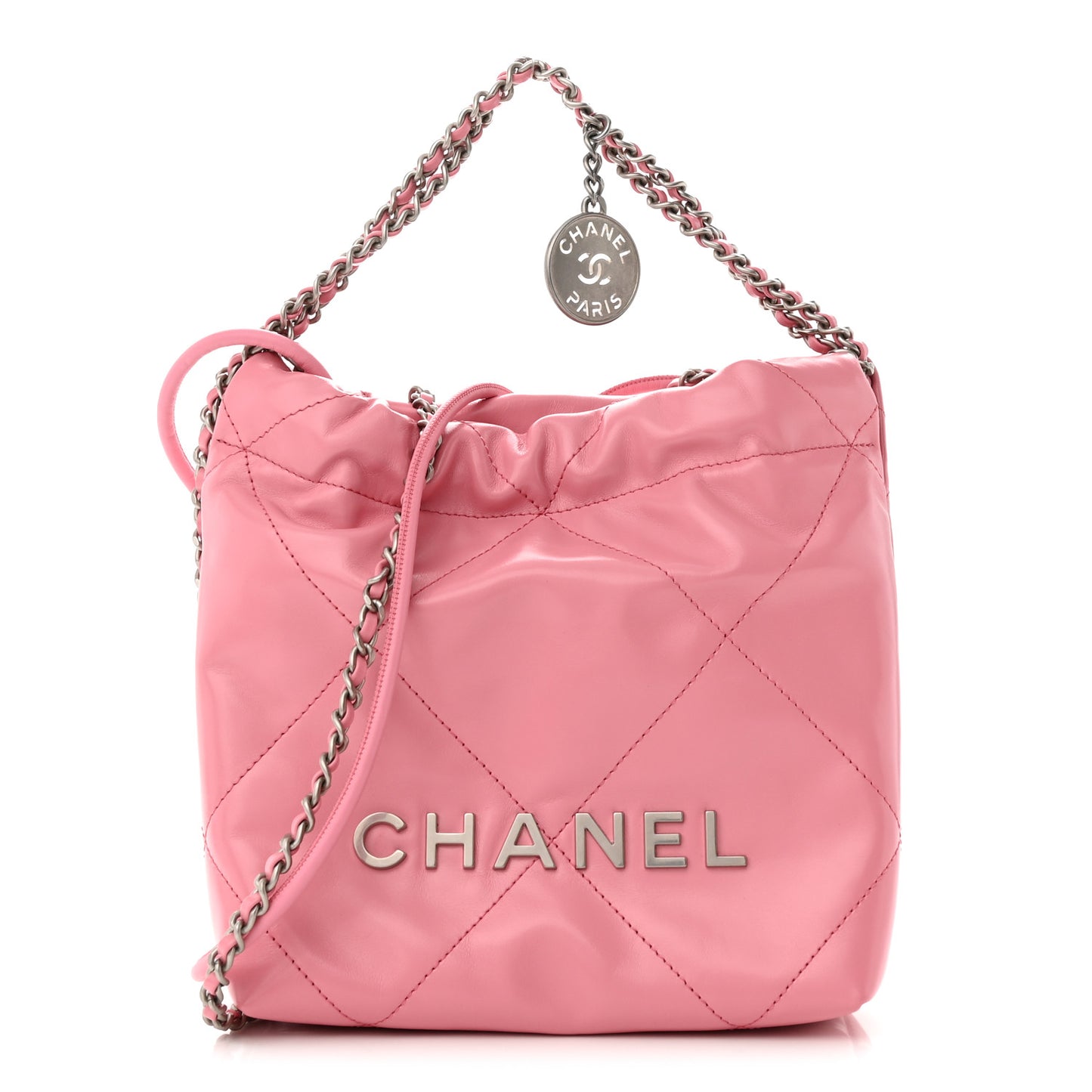 Shiny Calfskin Quilted Mini Chanel 22 Pink