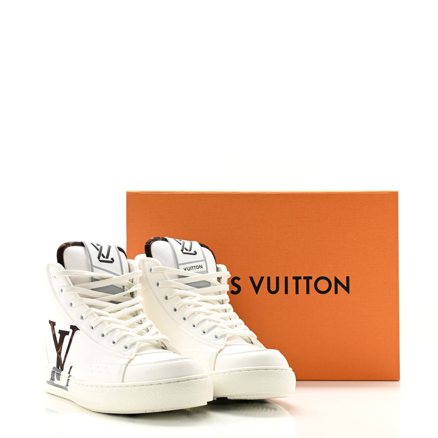 Louis Vuitton Recycled Polyester Charlie Sneakers 37.5 White Cacao Brown 9 of 9