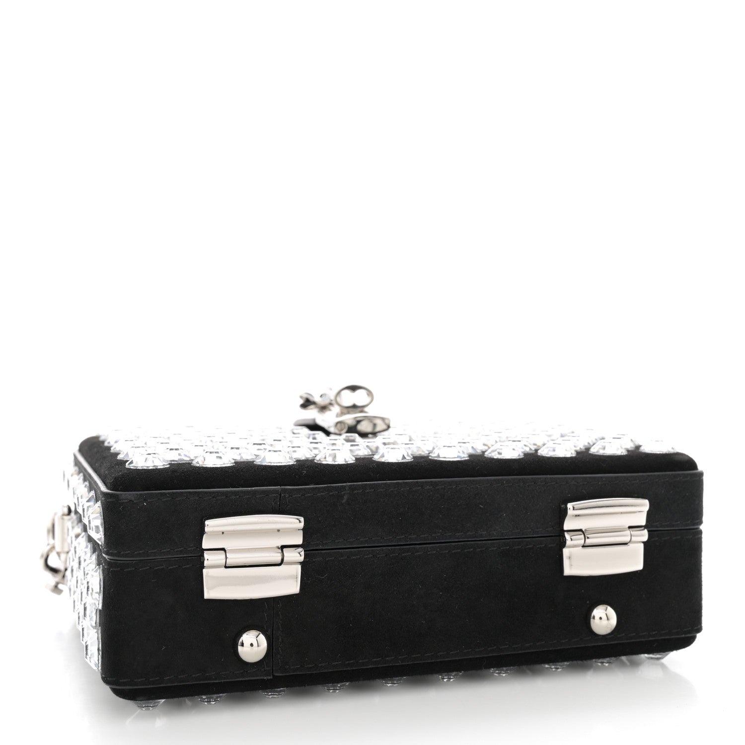 Dolce & Gabbana Suede Crystal Embellished Lily Box Bag Black 4 of 11