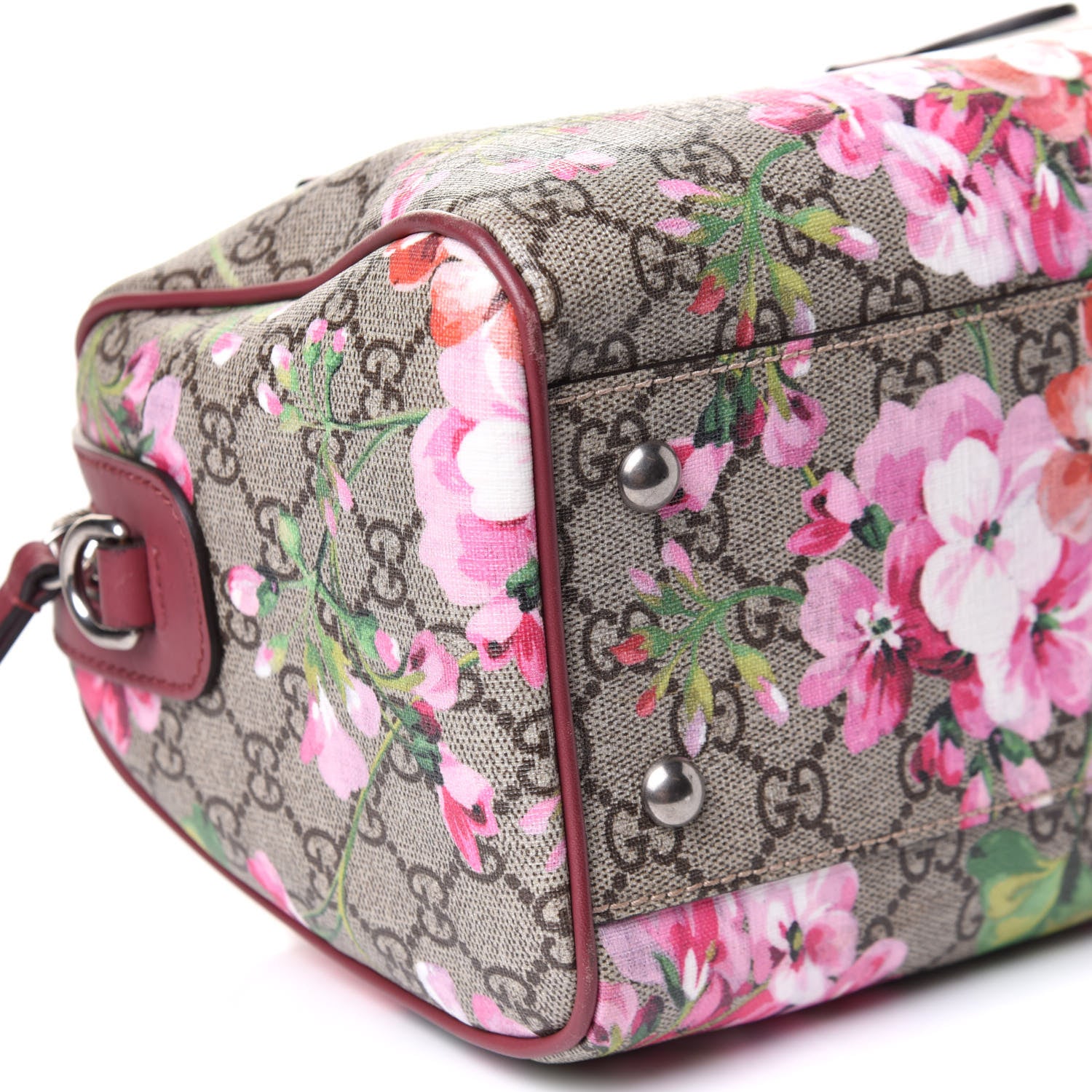 Gucci GG Supreme Monogram Blooms Small Boston Beige Multicolor Dry Rose 9 of 11