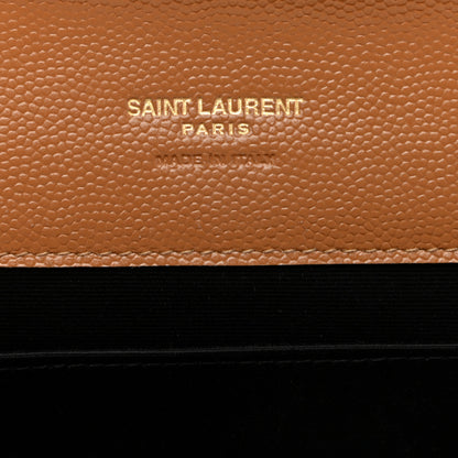 Saint Laurent Grain De Poudre Matelasse Chevron Monogram Cassandre Flap Pouch Natural Dark 6 of 6