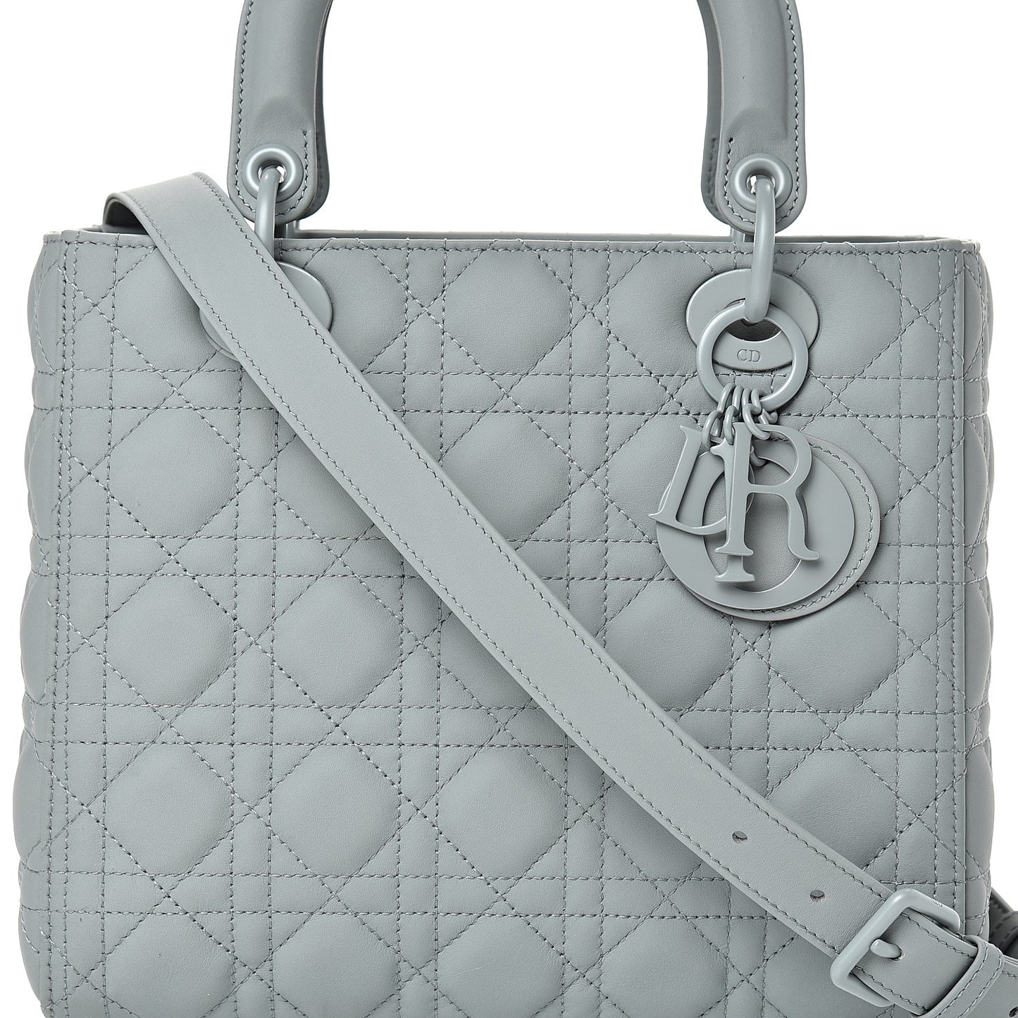 Ultra Matte Calfskin Cannage Medium Lady Dior Grey Stone