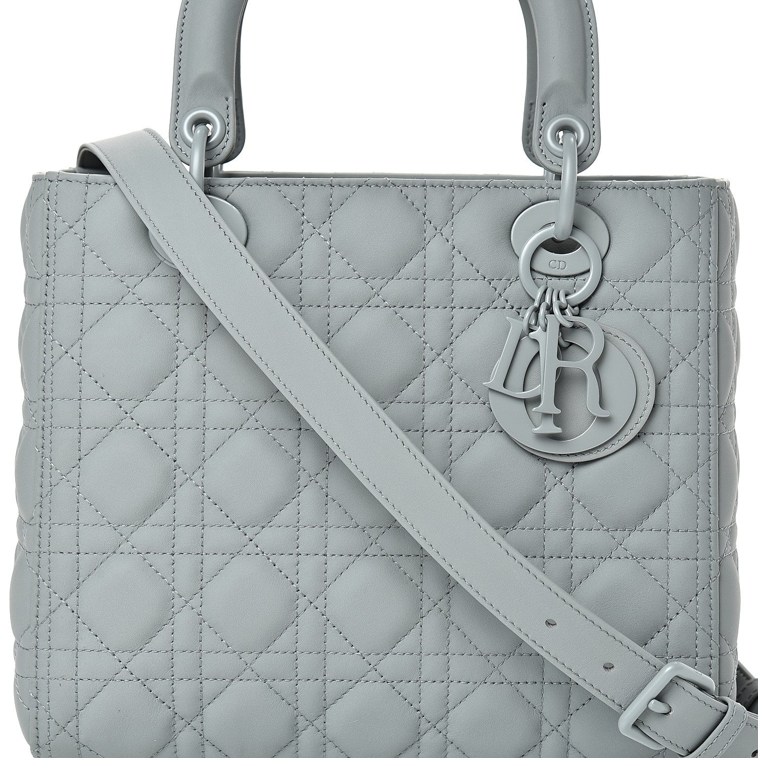 Christian Dior Ultra Matte Calfskin Cannage Medium Lady Dior Grey Stone 7 of 10
