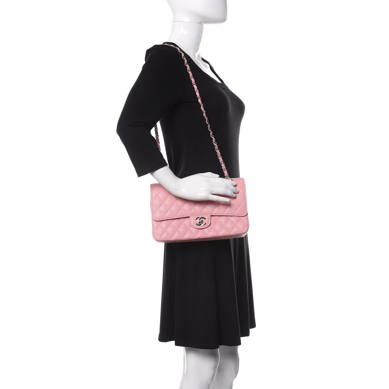 Chanel Caviar Quilted Medium Double Flap Pink 2 of 10