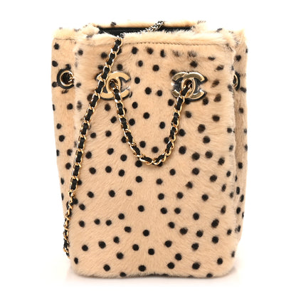 Chanel Pony Hair Cheetah Printed CC Chain Bucket Bag Light Beige Black 1 of 21