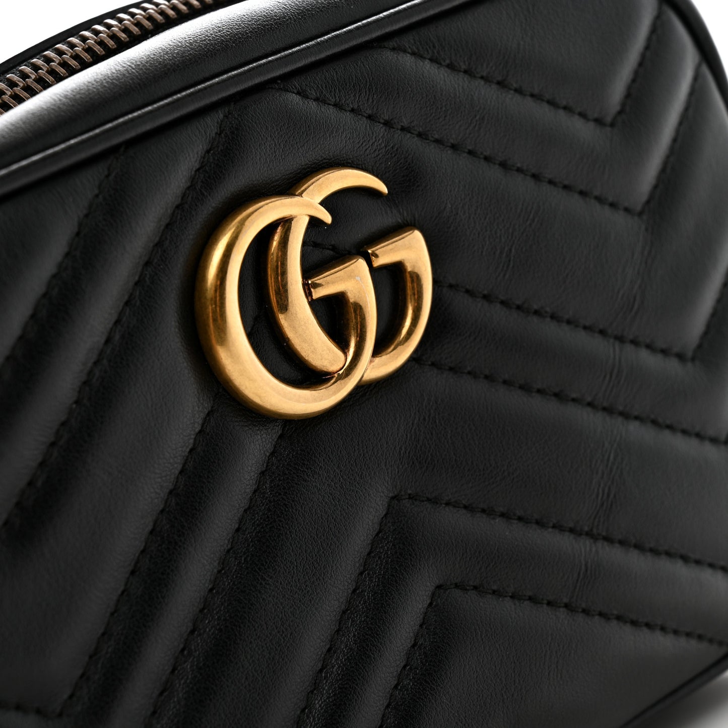 Calfskin Matelasse Mini GG Marmont Chain Shoulder Bag Black