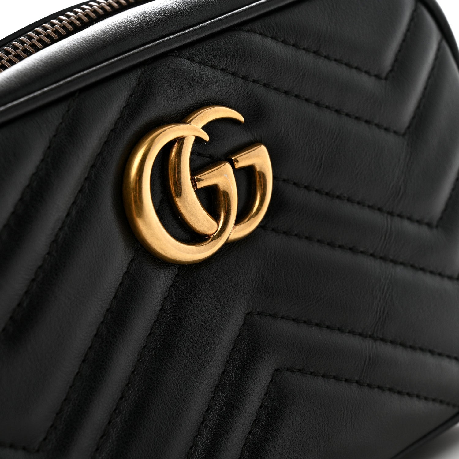 Gucci Calfskin Matelasse Mini GG Marmont Chain Shoulder Bag Black 11 of 13