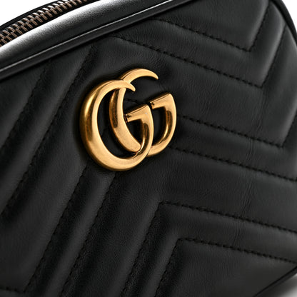 Gucci Calfskin Matelasse Mini GG Marmont Chain Shoulder Bag Black 11 of 13