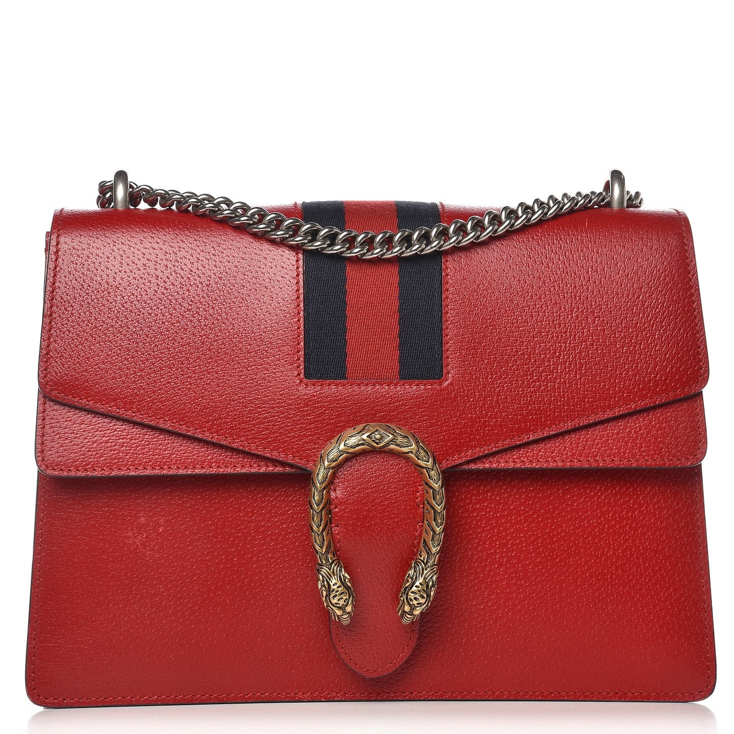 Textured Calfskin Web Medium Dionysus Shoulder Bag Hibiscus Red