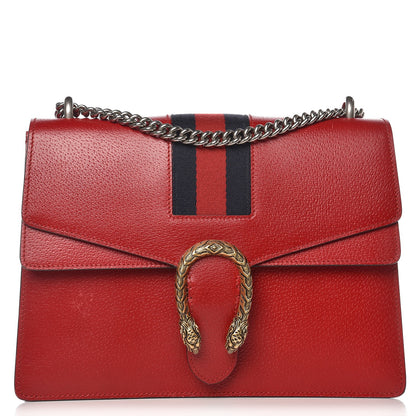 Gucci Textured Calfskin Web Medium Dionysus Shoulder Bag Hibiscus Red 1 of 11
