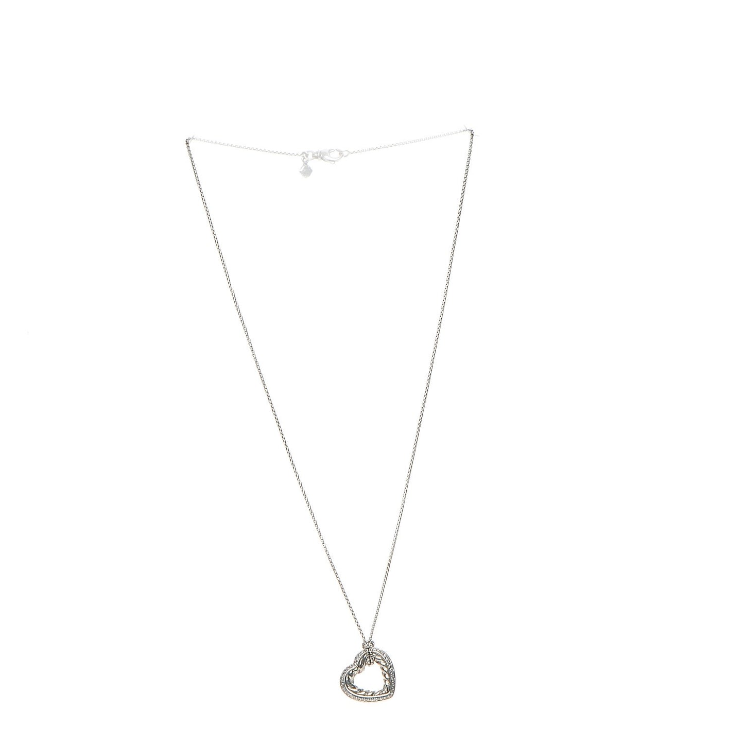 Sterling Silver Diamond Open Heart Cable Necklace