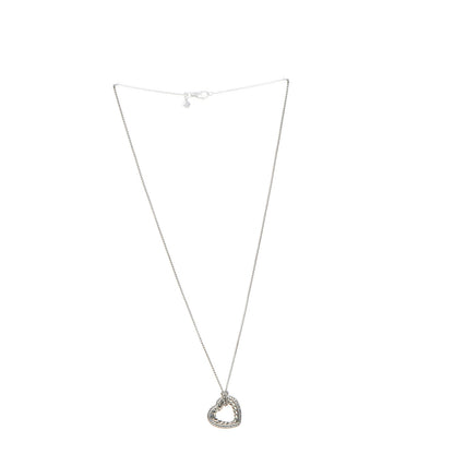 David Yurman Sterling Silver Diamond Open Heart Cable Necklace 3 of 5