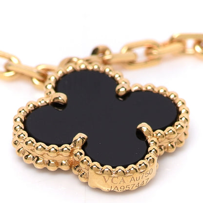 Van Cleef & Arpels 18K Yellow Gold Grey Mother of Pearl Black Onyx 5 Motifs Magic Alhambra Bracelet 5 of 6
