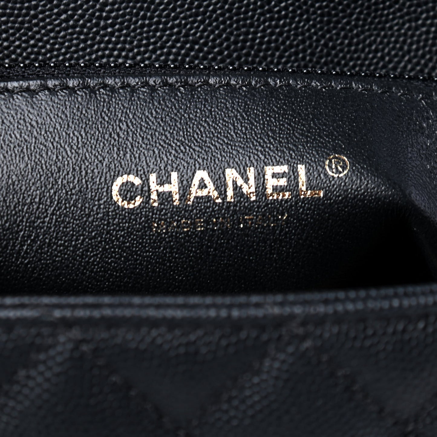 Caviar Lizard Quilted Small Coco Handle Flap Black