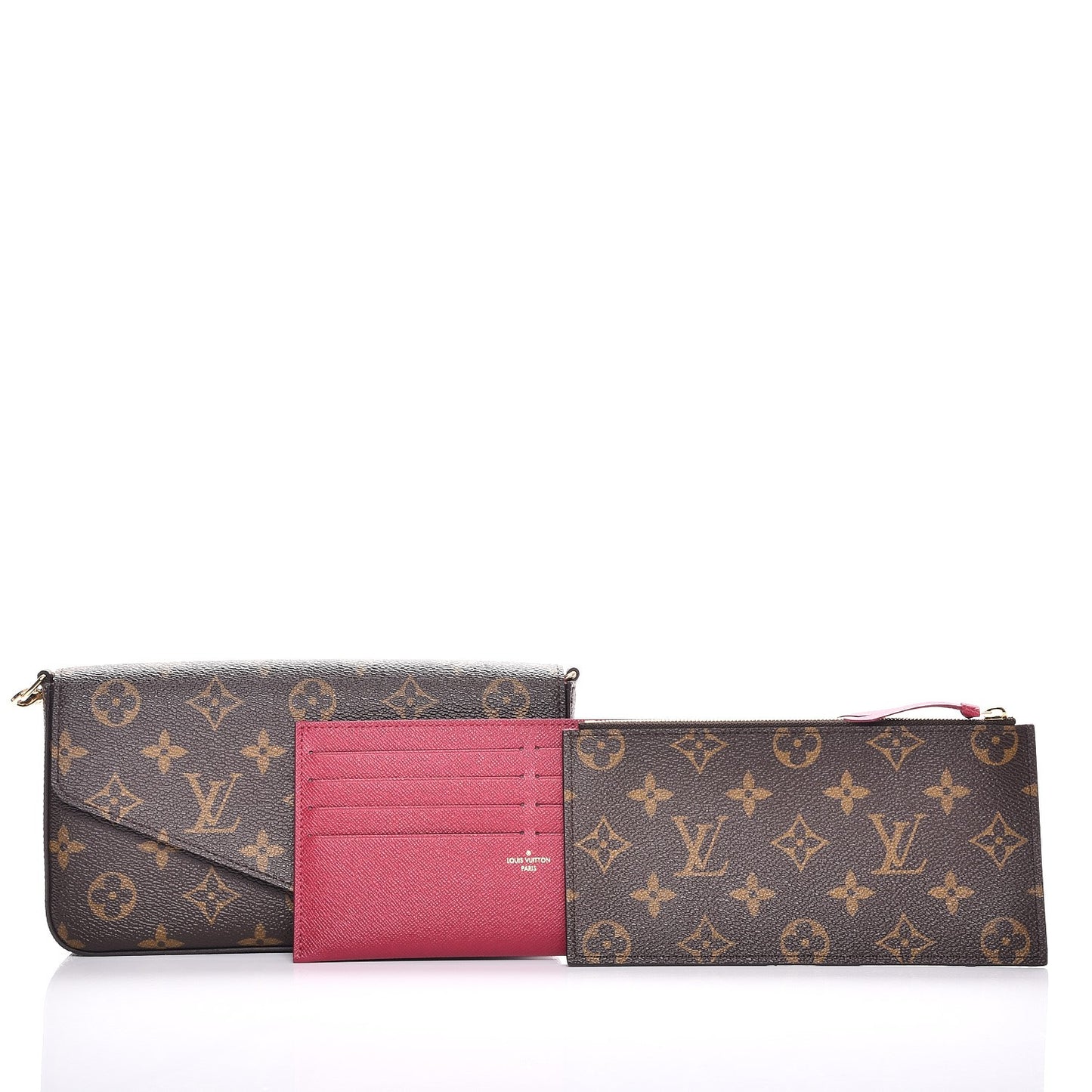 Monogram Pochette Felicie Chain Wallet Fuchsia