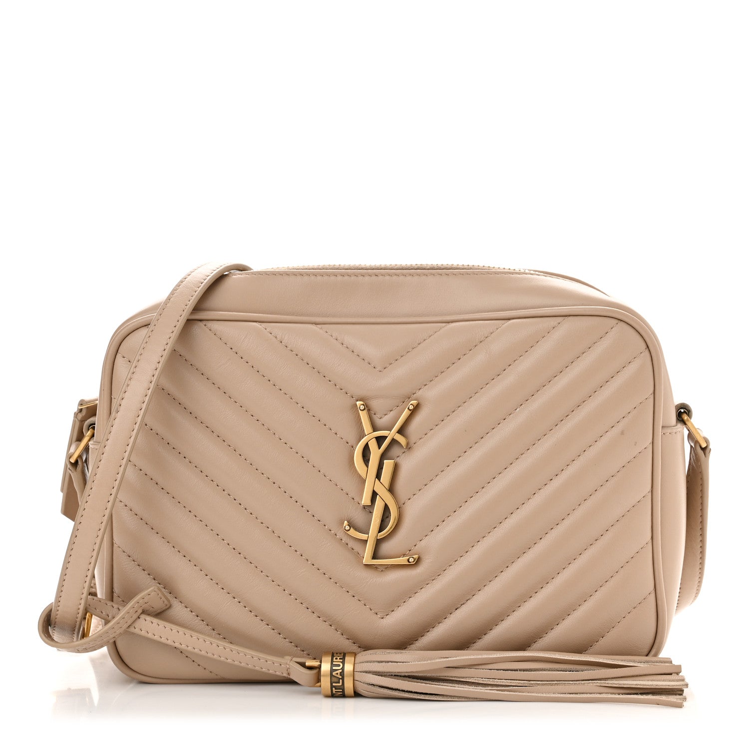 Saint Laurent Calfskin Matelasse Monogram Lou Camera Bag Dark Beige 1 of 11
