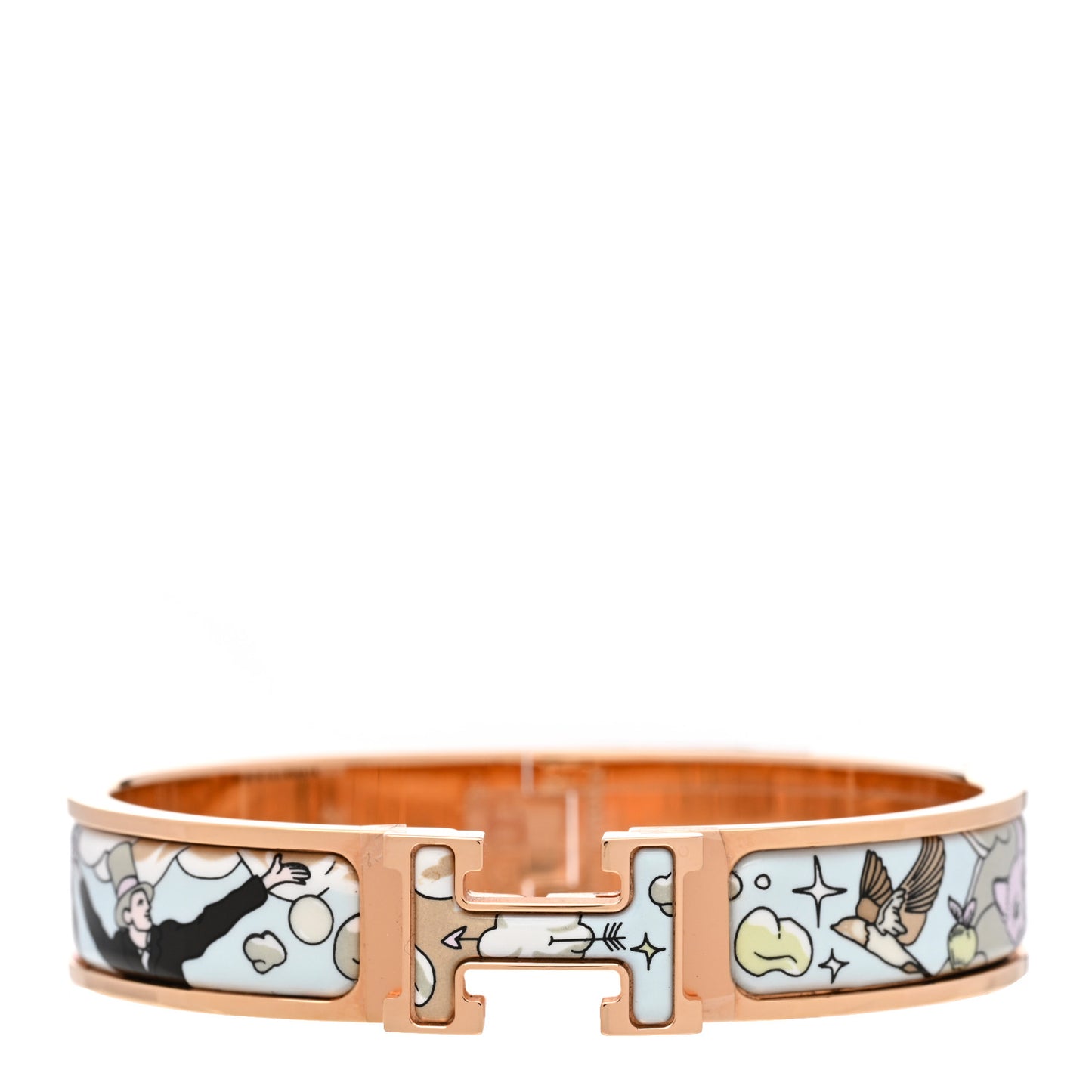 Enamel Narrow Print Dans Les Nuages Clic Clac H Bracelet PM Songe Pastel