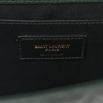 Saint Laurent Grain De Poudre Textured Mixed Matelasse Medium Triquilt Monogram Satchel Vert Fonce 6 of 11