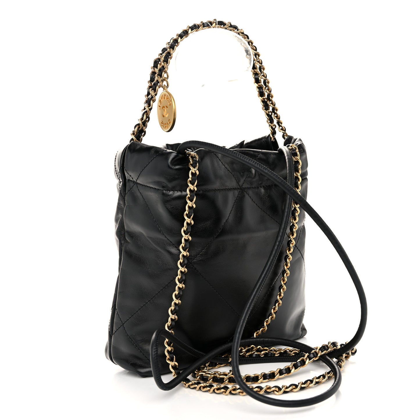Shiny Calfskin Quilted Mini Chanel 22 Black