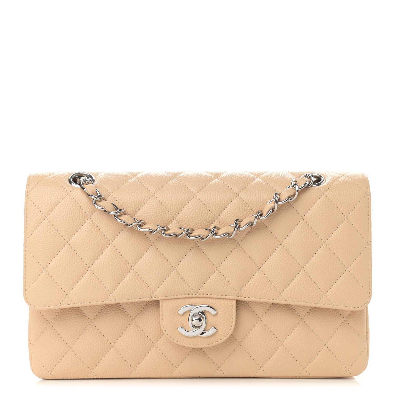 Chanel Caviar Quilted Medium Double Flap Light Beige 1 of 14