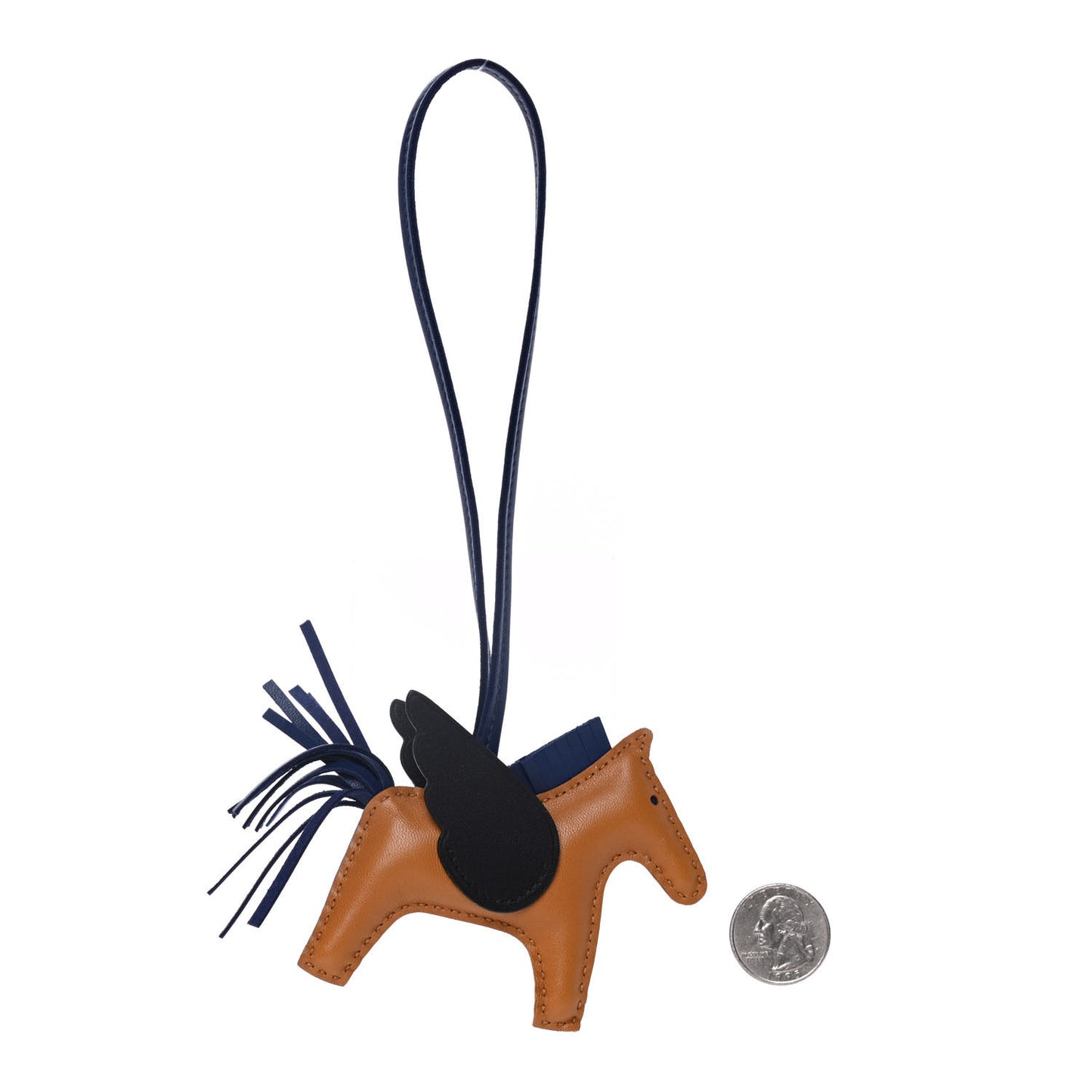 Milo Lambskin Grigri Rodeo Pegase Horse Bag Charm PM Sesame Black Bleu Saphir