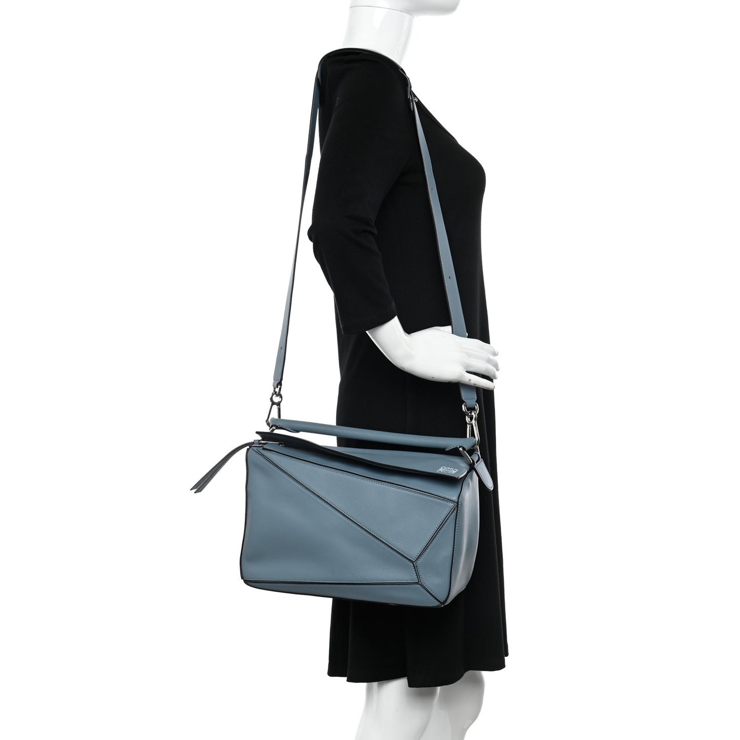 Calfskin Medium Puzzle Bag Stone Blue