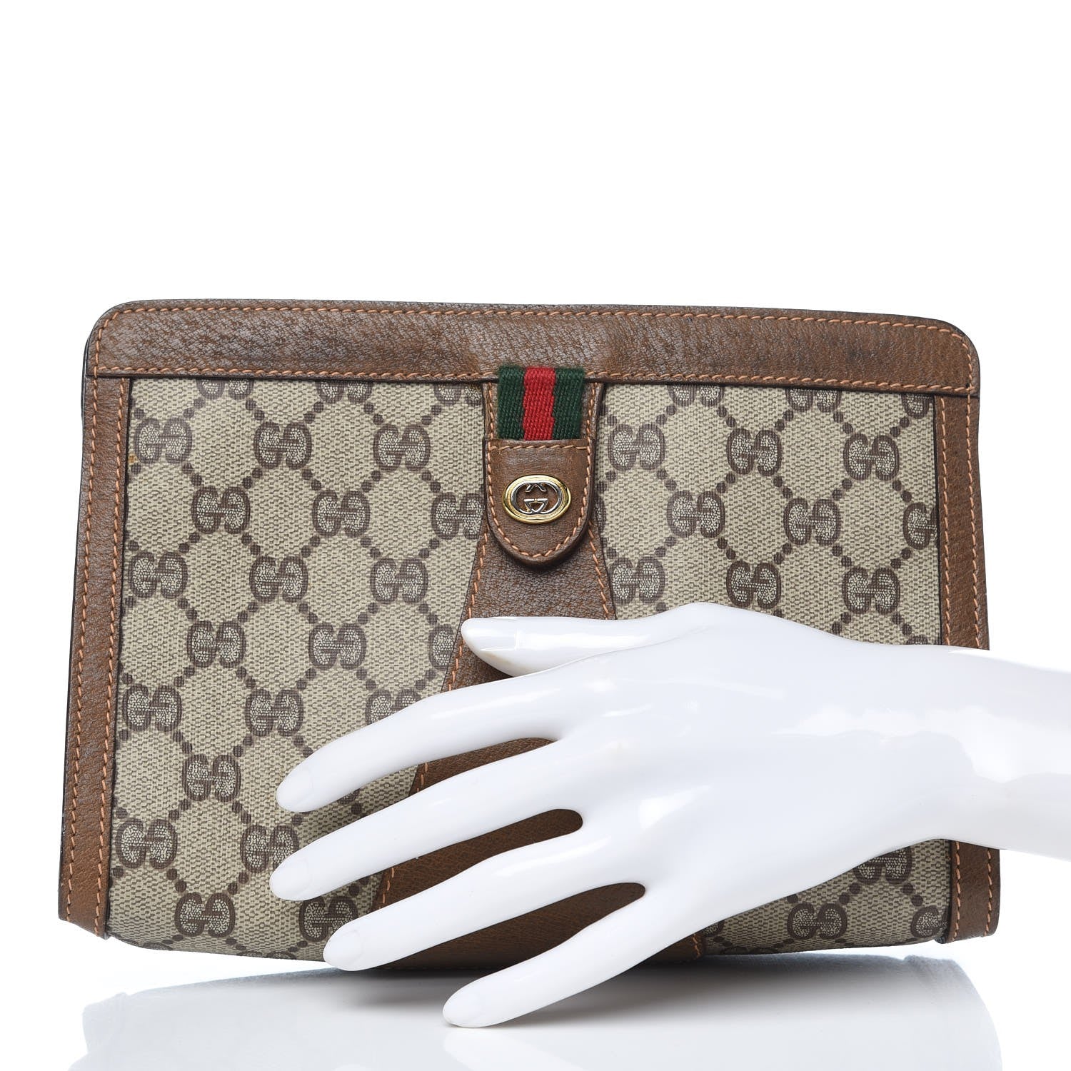 Gucci GG Plus Monogram Web Pouch Brown 2 of 9