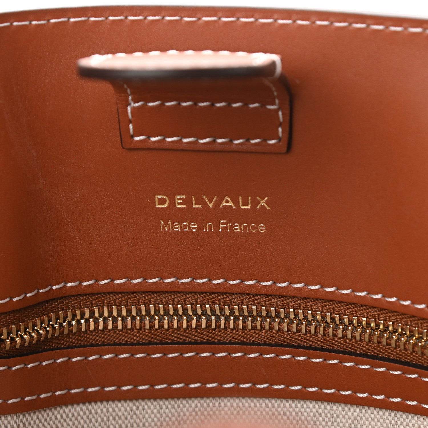 Delvaux Canvas Calfsim Frame Tote PM Natural Brandy 6 of 9