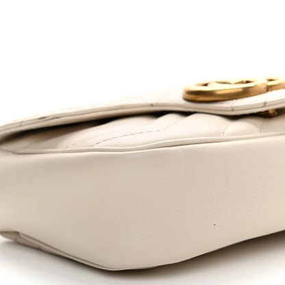 Gucci Calfskin Matelasse Super Mini GG Marmont Shoulder Bag White 8 of 11