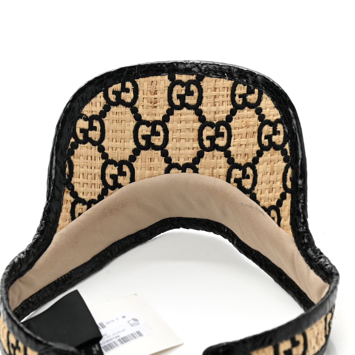 Gucci Raffia Elaphe GG Monogram Embroidered Afraa Visor M Ivory Black 7 of 10