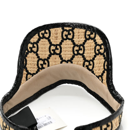 Gucci Raffia Elaphe GG Monogram Embroidered Afraa Visor M Ivory Black 7 of 10