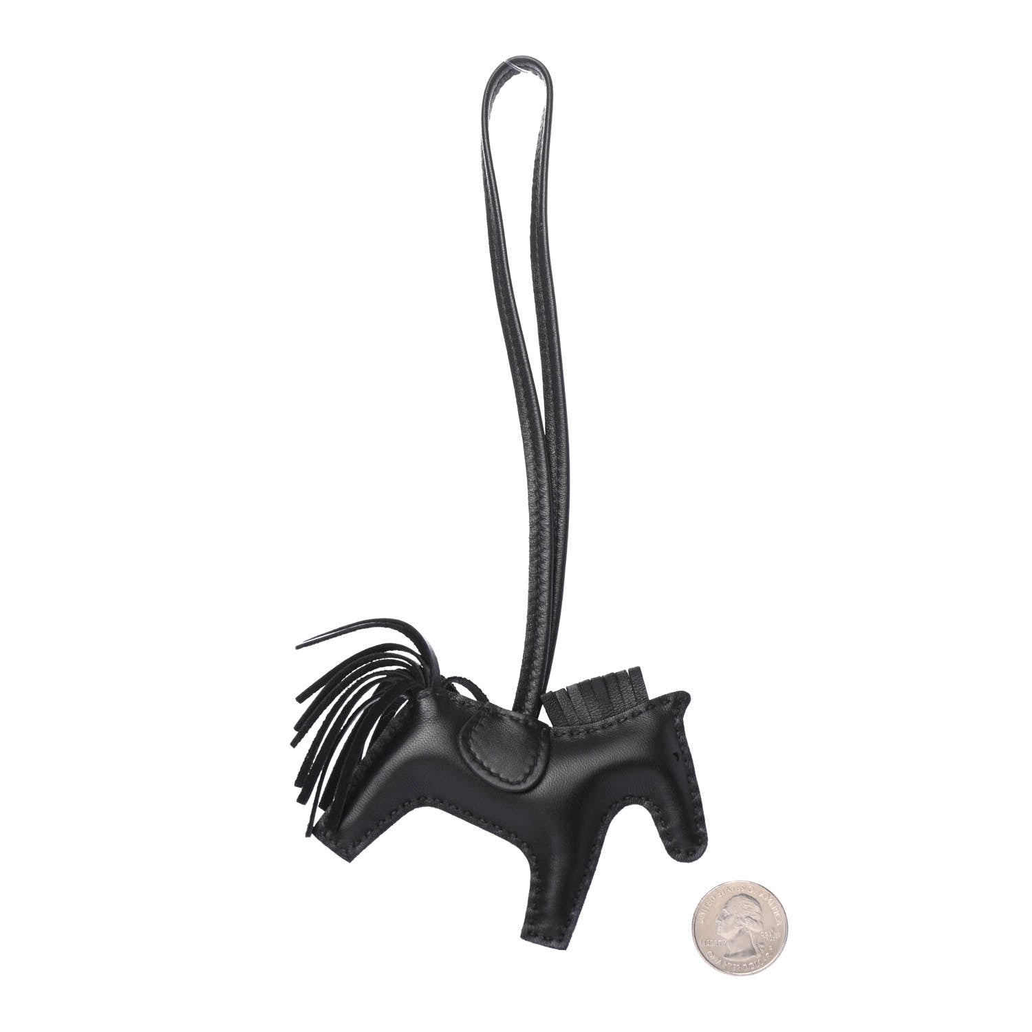Hermes Milo Lambskin Grigri Rodeo Horse Bag Charm PM So Black 2 of 4