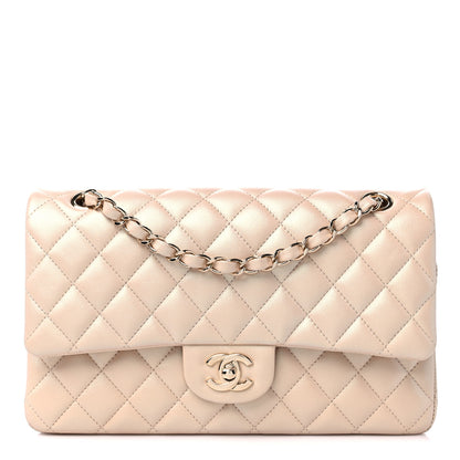 Chanel Iridescent Calfskin Quilted Medium Double Flap Beige 1 of 10