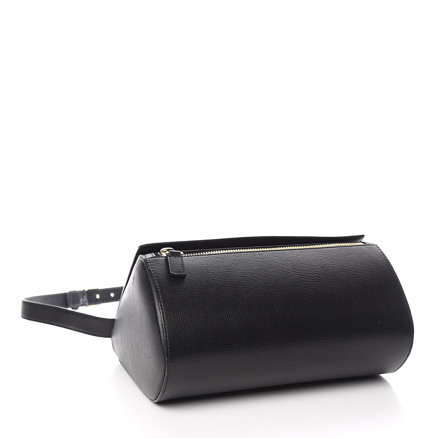 Textured Calfskin Medium Pandora Box Crossbody Bag Black