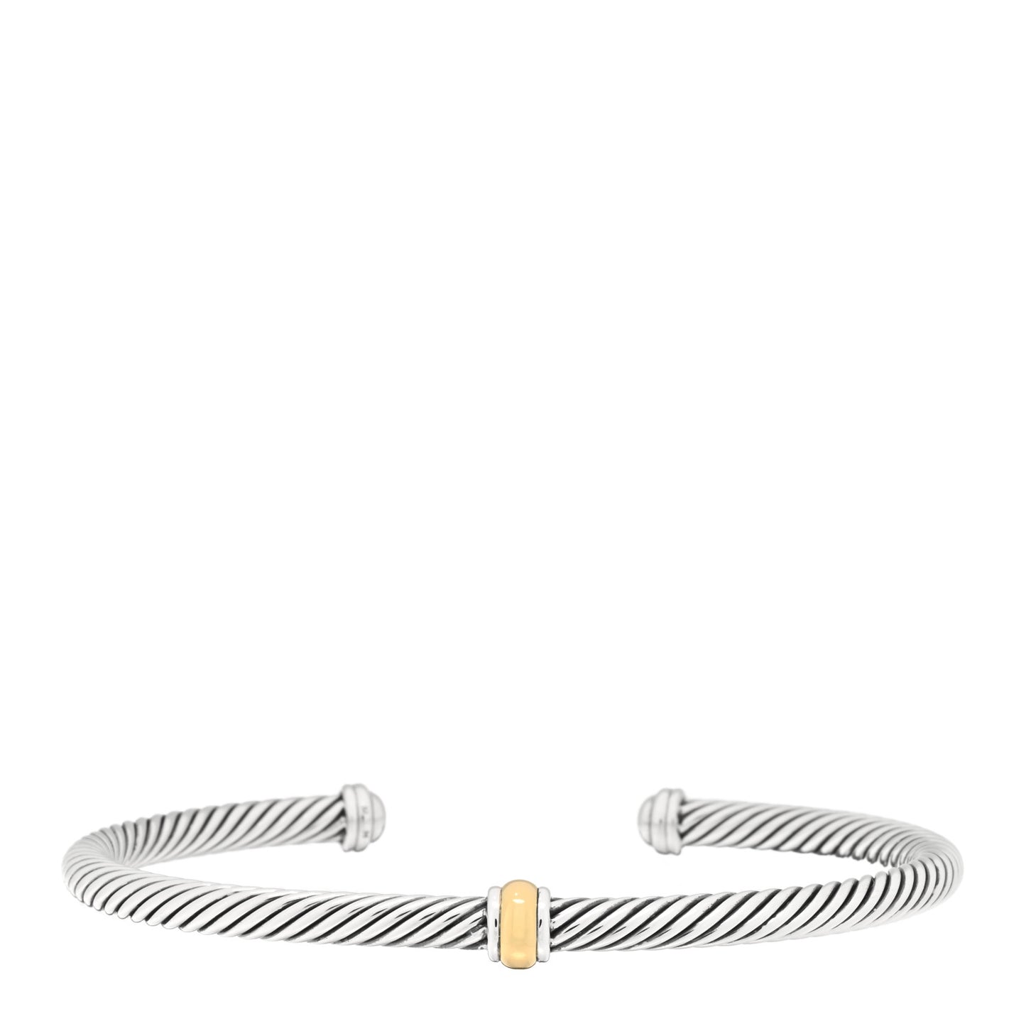 Sterling Silver 18K Yellow Gold 4mm Station Cable Bracelet