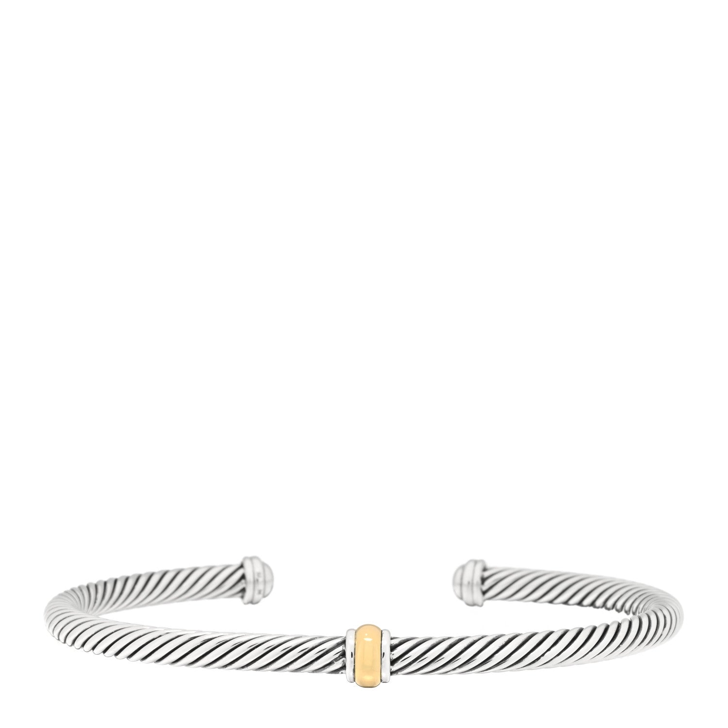 David Yurman Sterling Silver 18K Yellow Gold 4mm Station Cable Bracelet 1 of 4