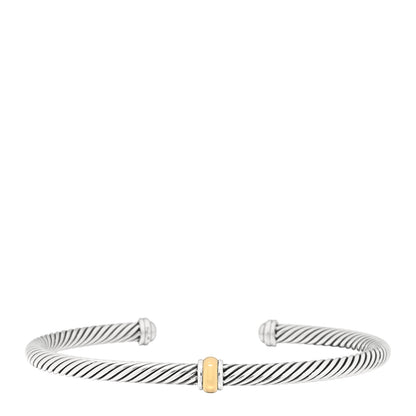 David Yurman Sterling Silver 18K Yellow Gold 4mm Station Cable Bracelet 1 of 4