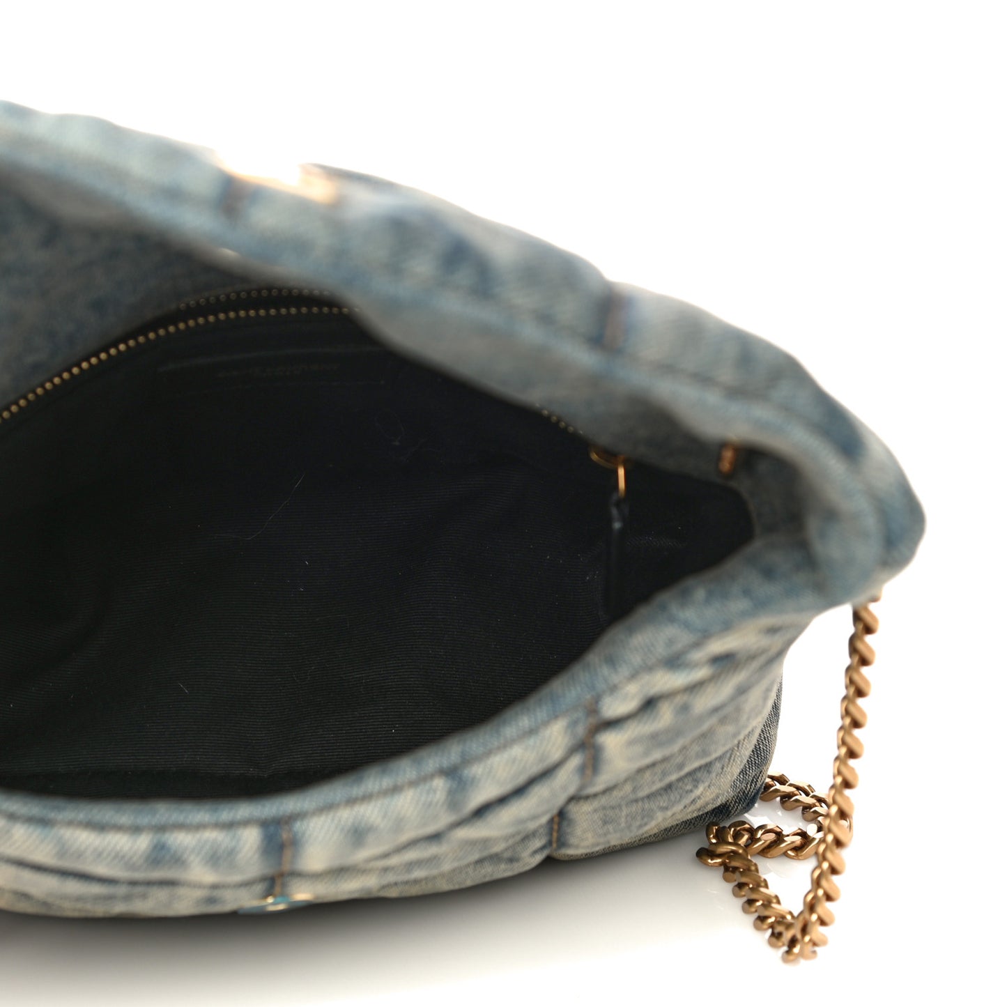 Denim Quilted Toy Loulou Puffer Monogram Chain Satchel Rodeo Blue