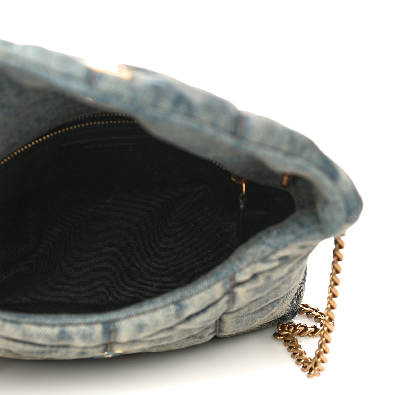 Saint Laurent Denim Quilted Toy Loulou Puffer Monogram Chain Satchel Rodeo Blue 5 of 11