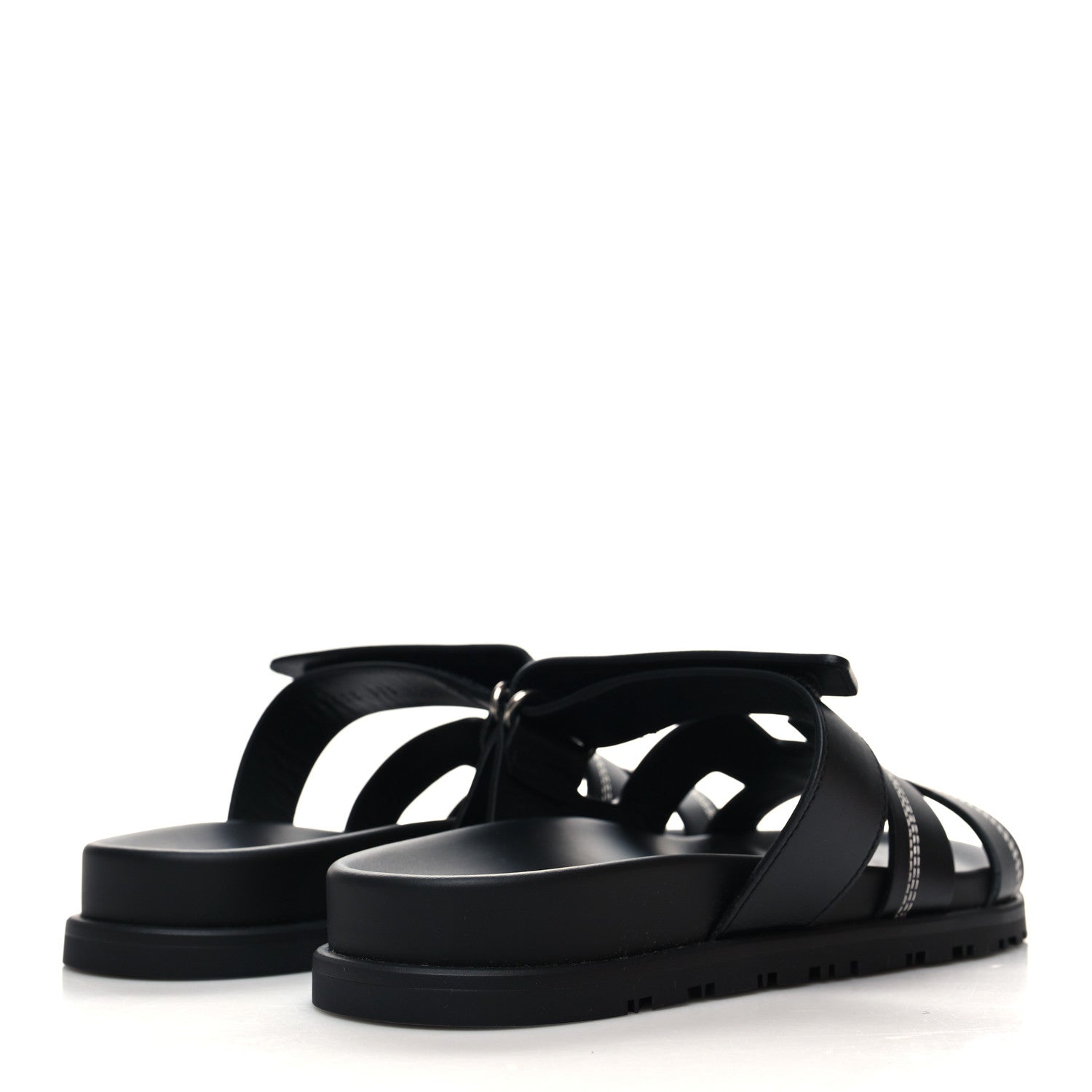 Hermes Stars Calfskin Womens Chypre Sandals 37.5 Black 4 of 8