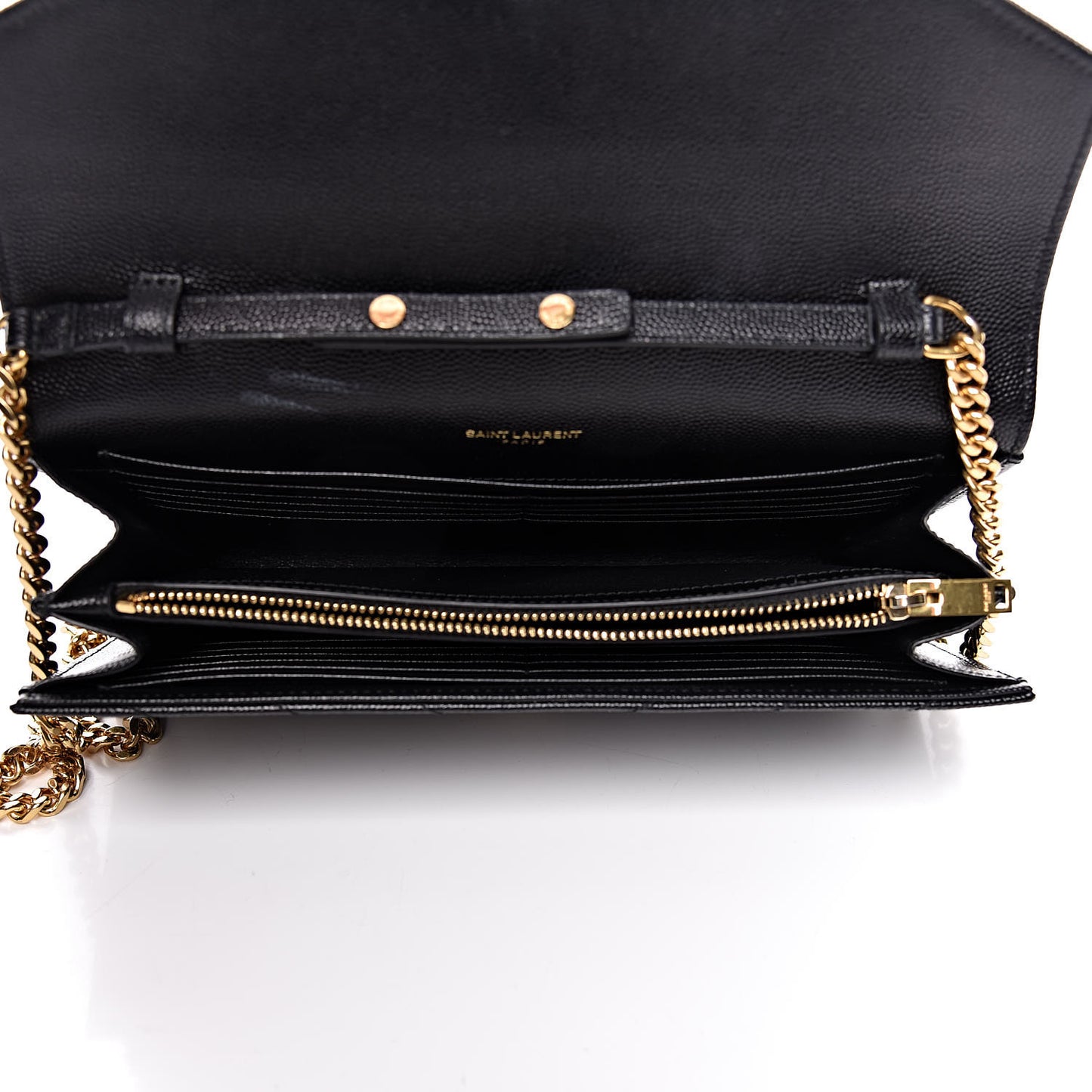 Grain De Poudre Matelasse Chevron Monogram Chain Wallet Black