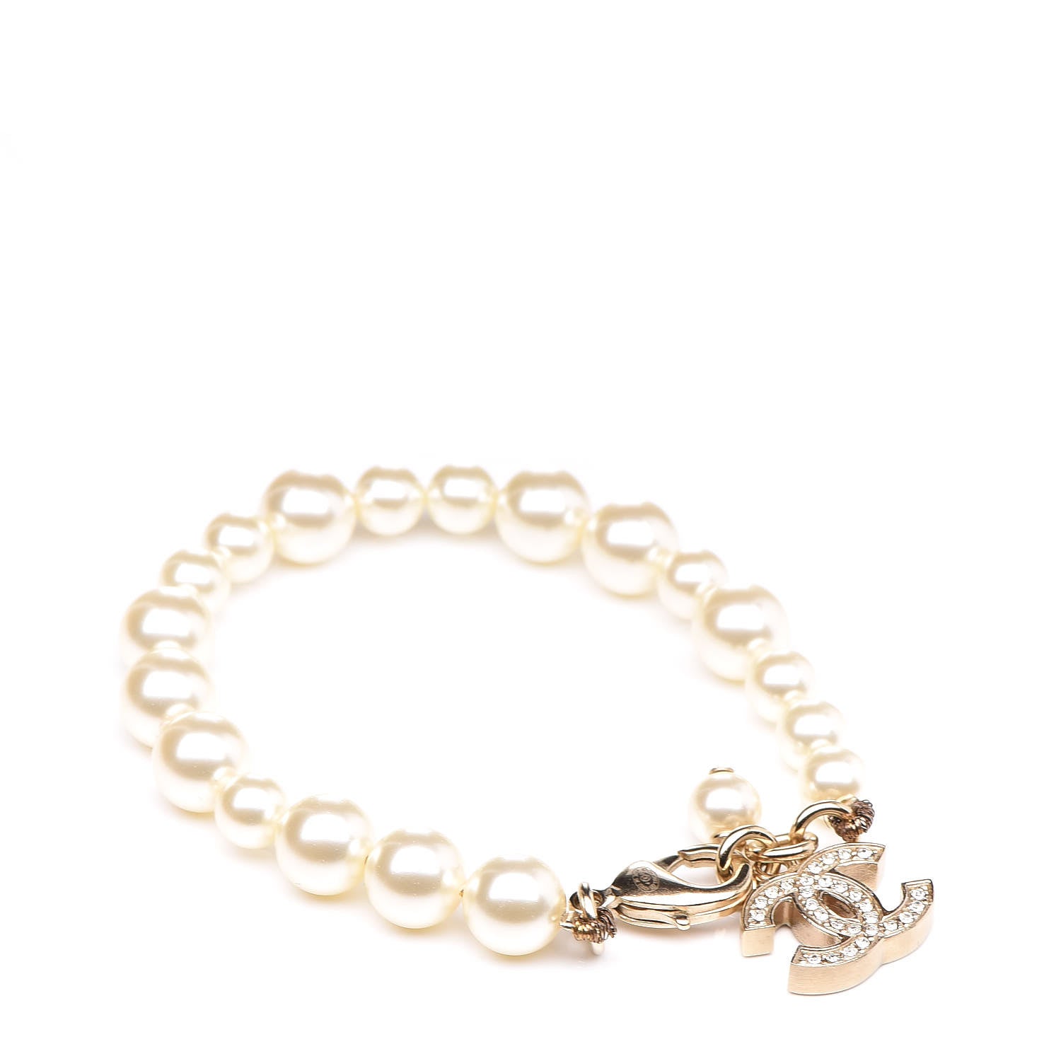Chanel Crystal Pearl CC Bracelet Gold 1 of 5