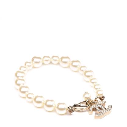 Chanel Crystal Pearl CC Bracelet Gold 1 of 5