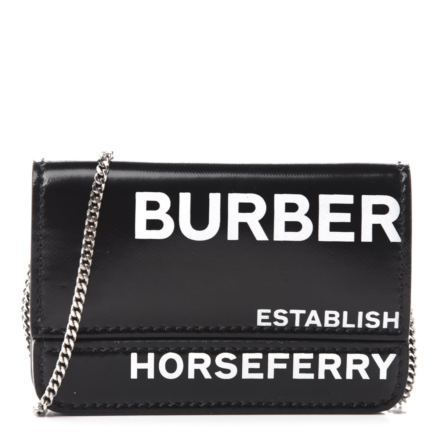 Coated Canvas Horseferry Print Mini Jody Chain Card Case Black