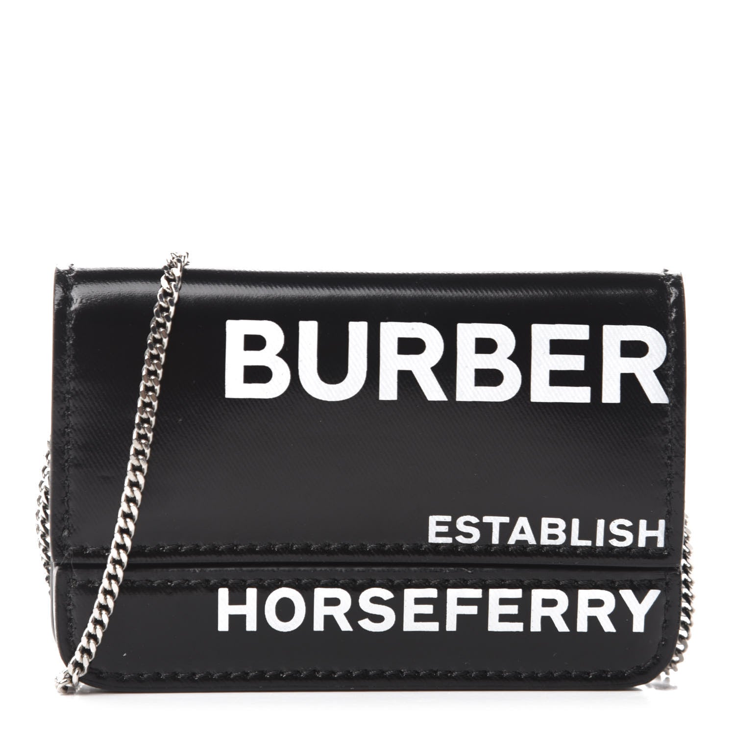 Burberry Coated Canvas Horseferry Print Mini Jody Chain Card Case Black 1 of 10
