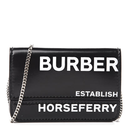 Burberry Coated Canvas Horseferry Print Mini Jody Chain Card Case Black 1 of 10
